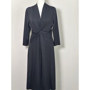 Doncaster Signature Women's Black Dress‎  V Neck Midi Boot Length Dress Size 8